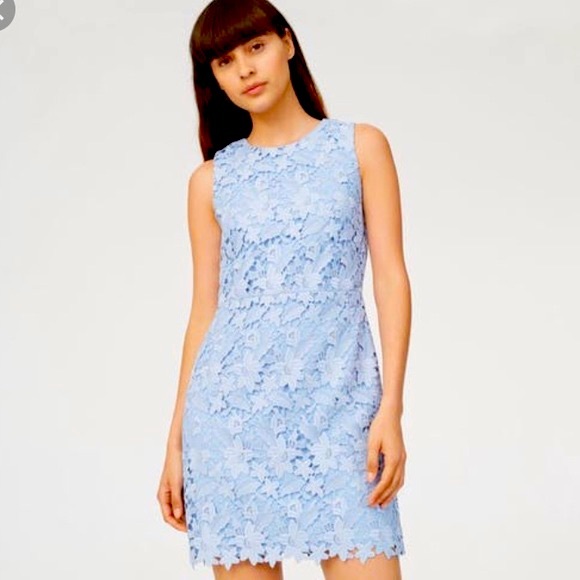 club monaco blue lace dress Club Monaco Navy Scalloped Lace Cutout Midi Sheath Dress | Women's 6